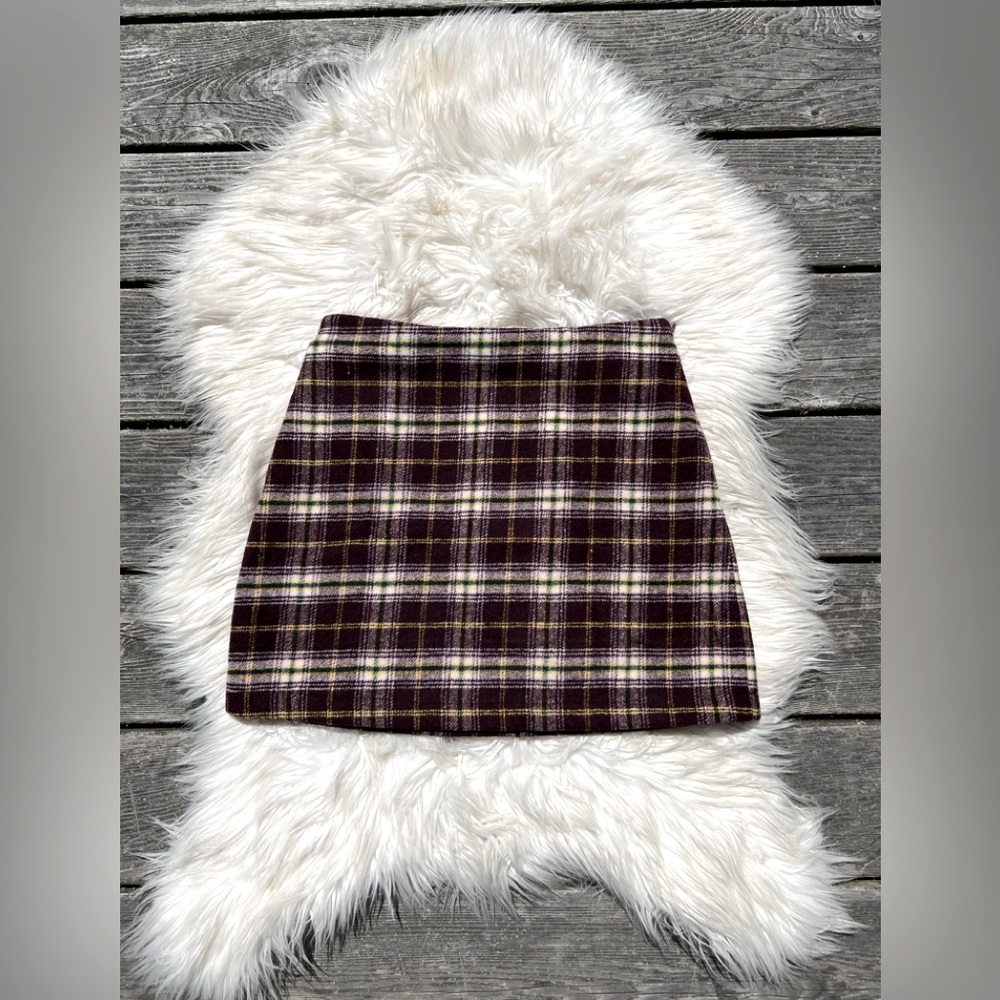 Red Cream Tartan Plaid Clueless 90s Style Wool Mini Skirt